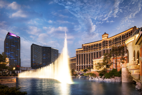 Bellagio fountains with the Bellagio resort in the background