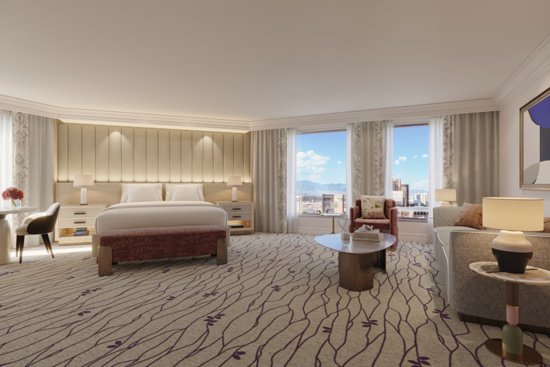 Bellagio Spa Tower salon suite guest room with Las Vegas view