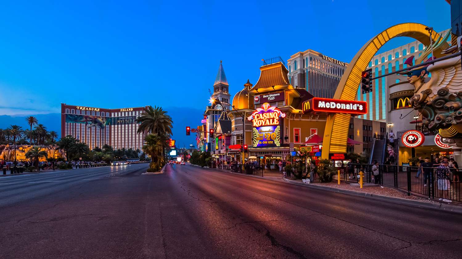 Best Western Plus Casino Royale Center Strip exterior at dusk