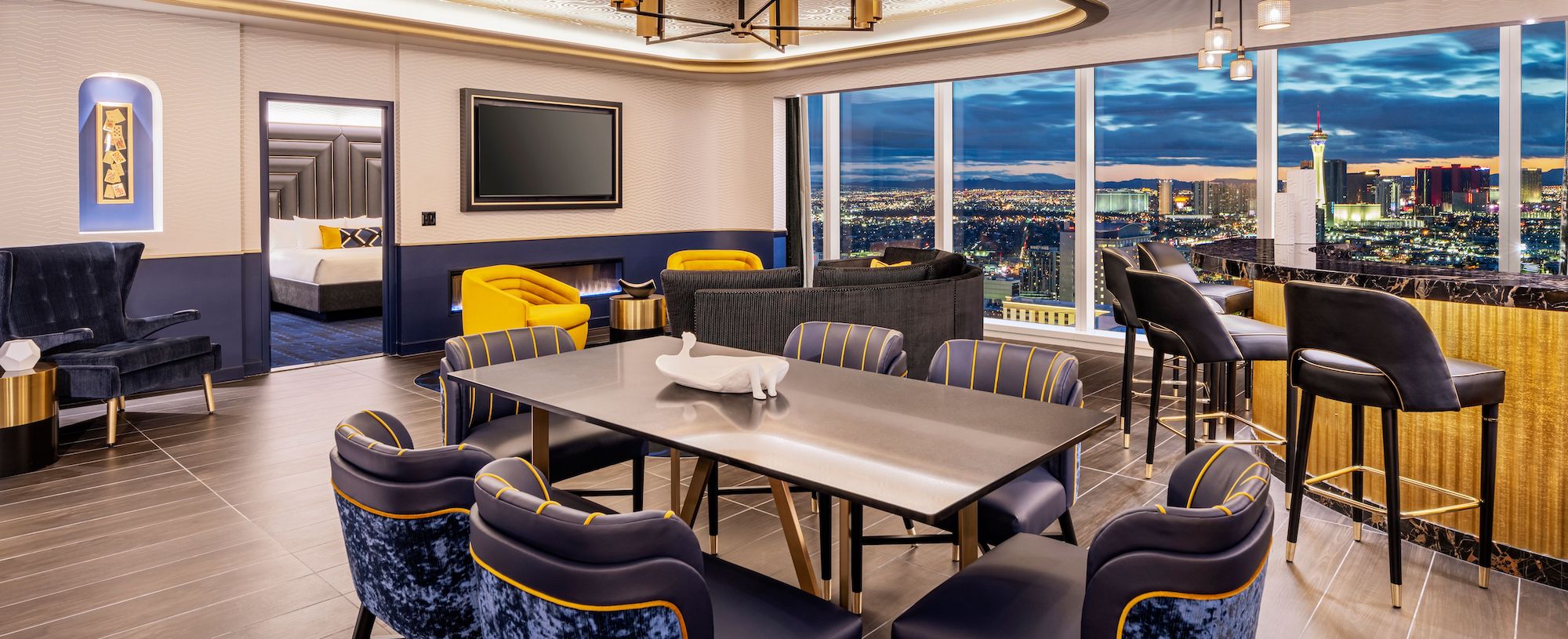 Circa founders suite living area overlooking Las Vegas