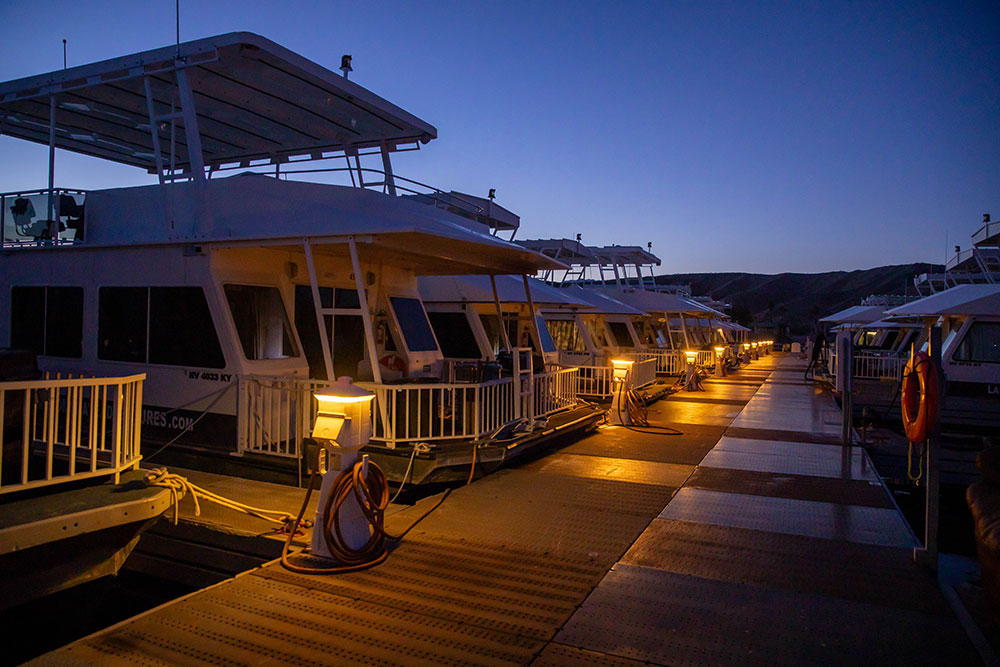 Cottonwood Cove Resort houseboats at the marina dock