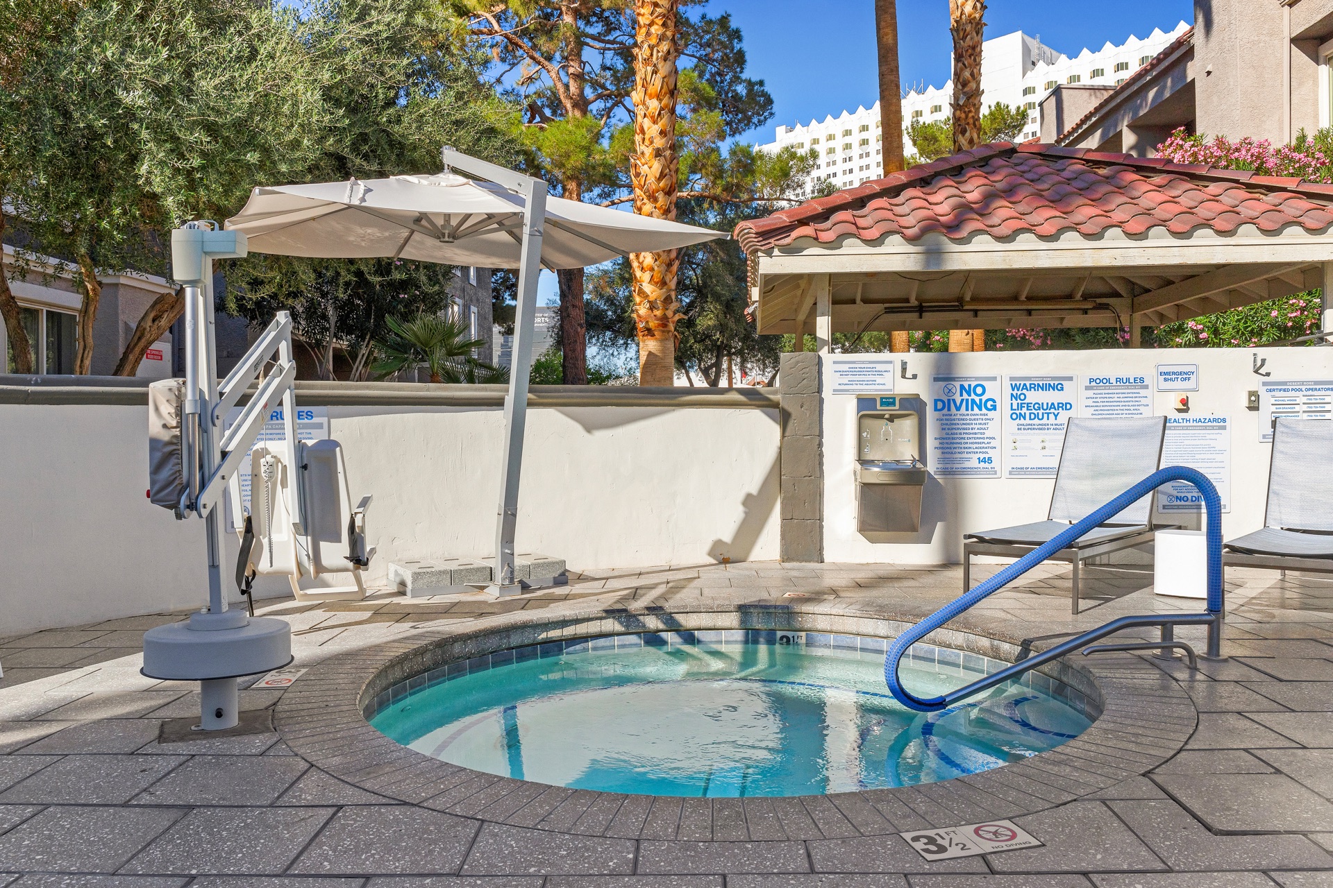 Desert Rose Resort accessible pool spa area