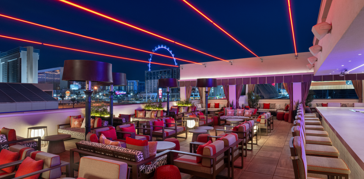 The Deck rooftop public area at Ellis Island Hotel, Casino and Brewery