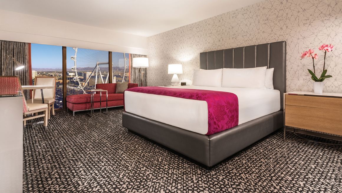 Flamingo Las Vegas renovated king room with High Roller view
