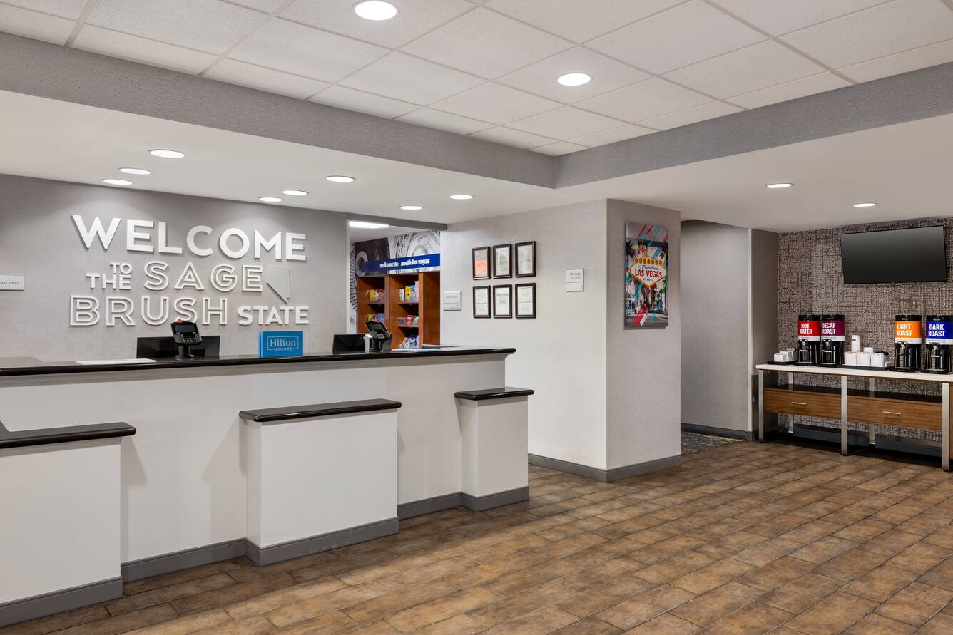 Hampton Inn Las Vegas North Speedway lobby and front desk