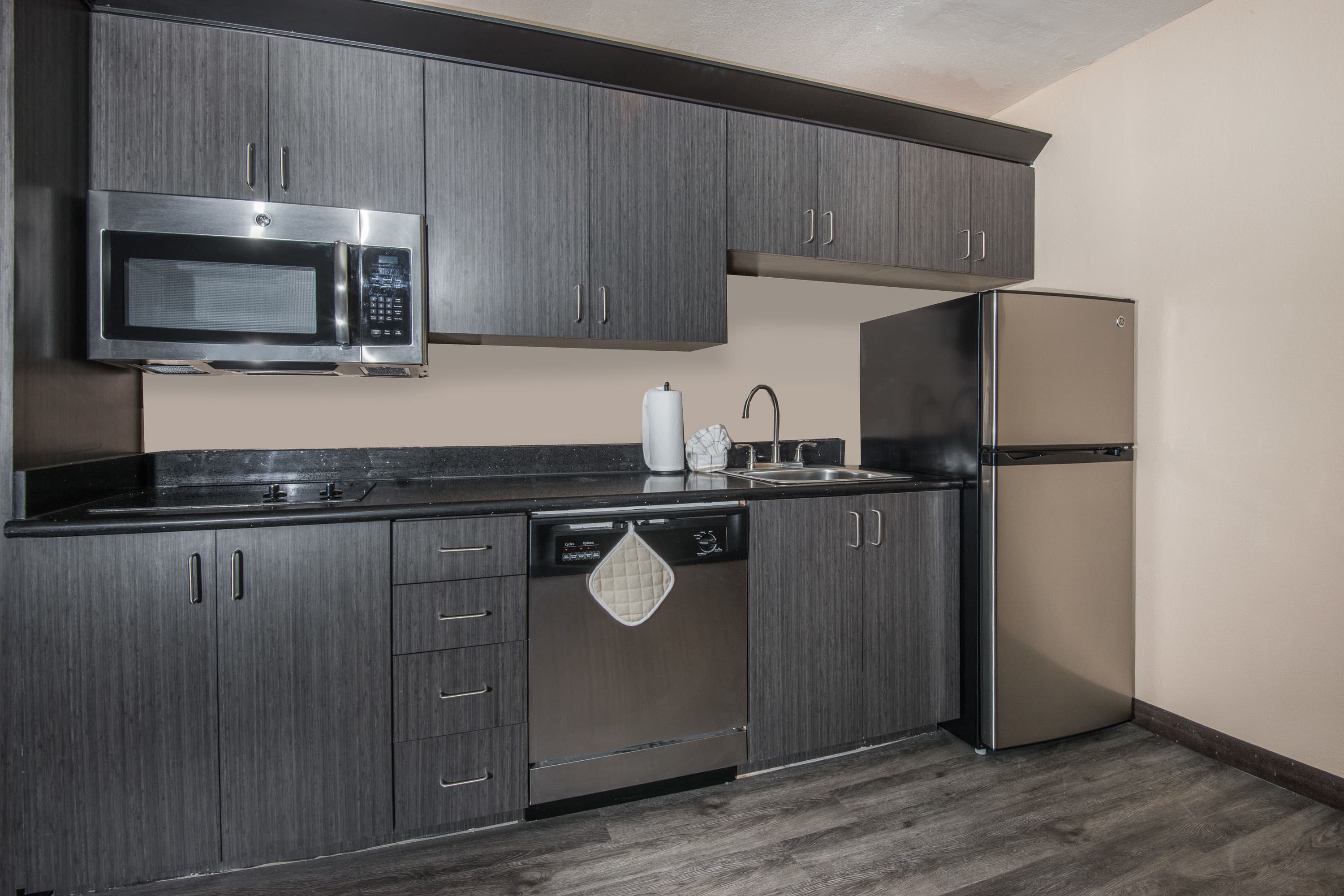 Guest room kitchen at Hawthorn Suites By Wyndham Las Vegas/Henderson in Henderson, Nevada