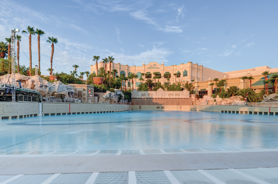 Mandalay Bay wave pool and resort grounds