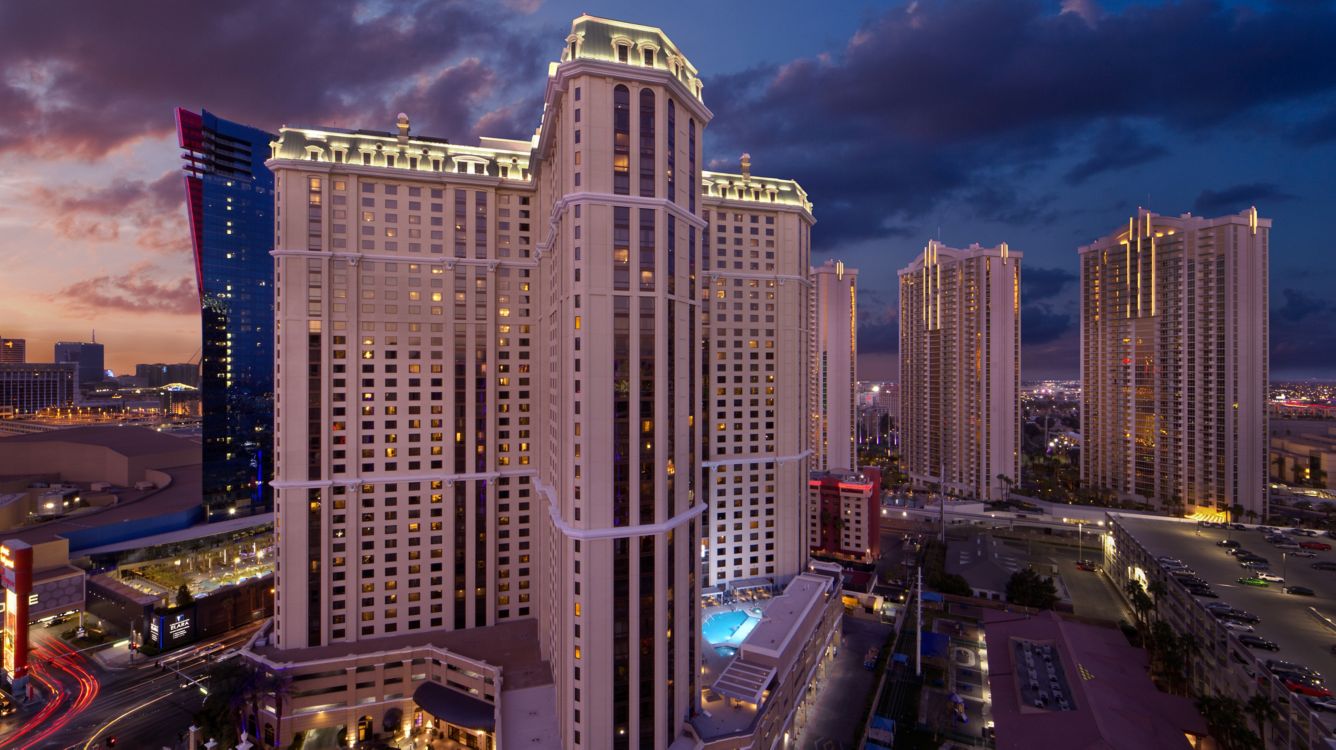 Marriott's Grand Chateau exterior at dusk