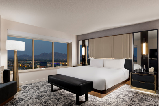 MGM Grand king guest room with a Las Vegas view
