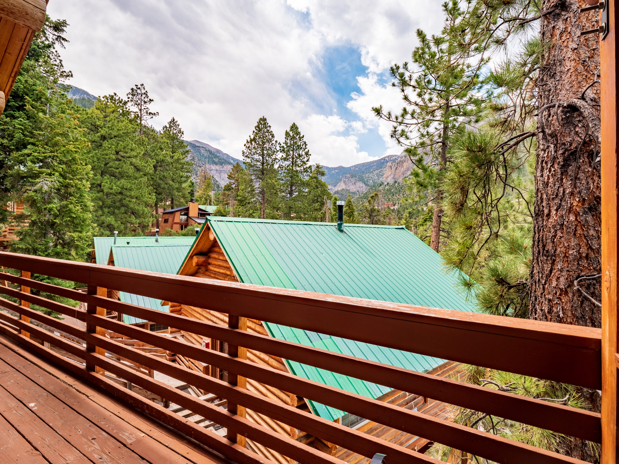Mount Charleston Cabins official cabin and mountain view