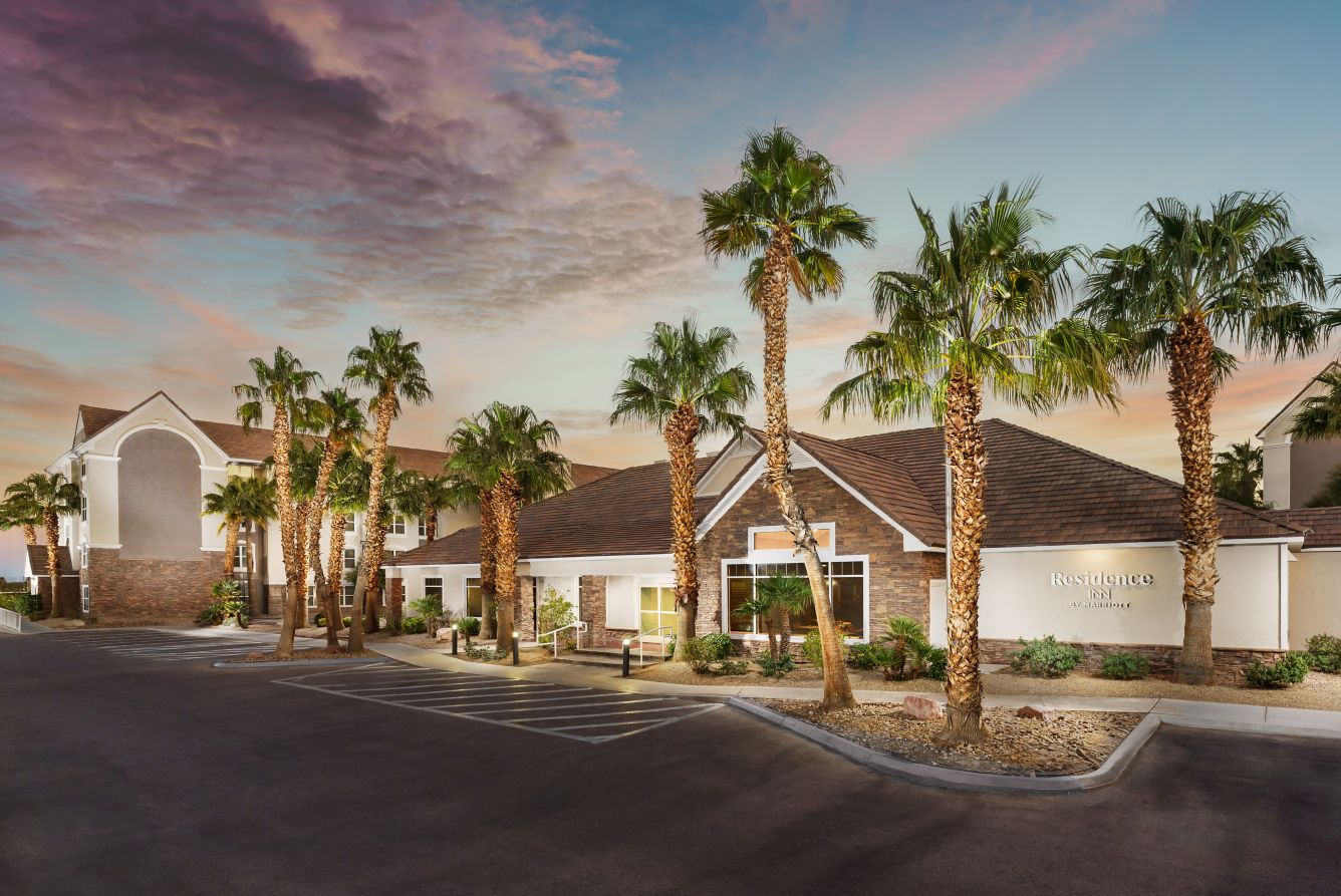 Residence Inn Las Vegas Stadium Area exterior at dusk