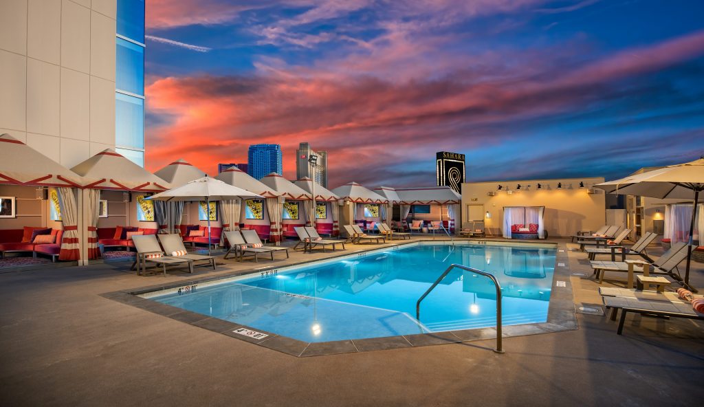 SAHARA Las Vegas Alexandria Pool at dusk