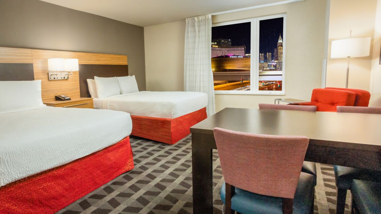 Views of the Las Vegas Strip, two queen beds - TownePlace Suites by Marriott Las Vegas Stadium District Suites Queen/Queen Studio Suite Bedroom - City View