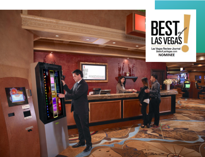 Casino front desk with guests and staff
