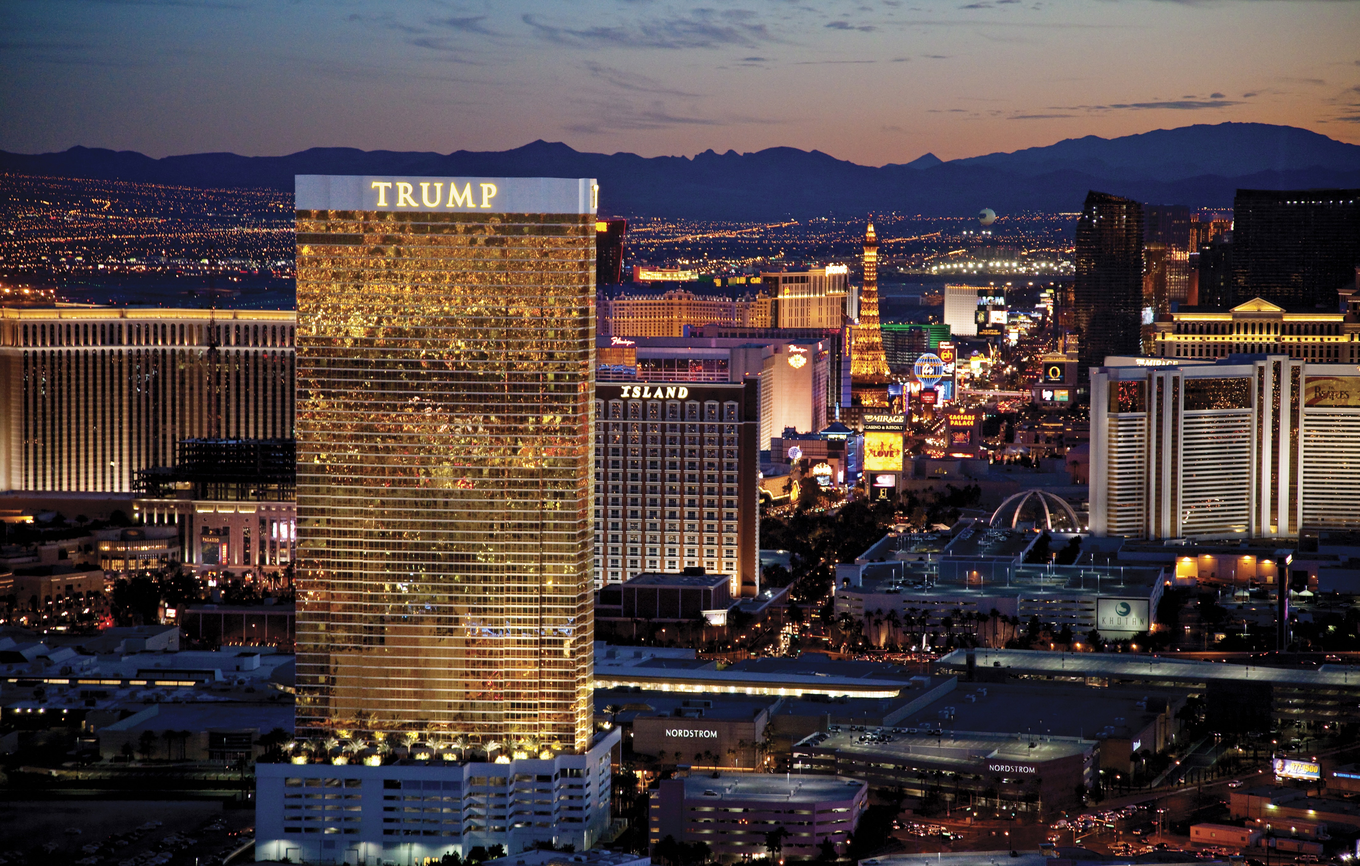 Trump International Hotel Las Vegas exterior at dusk